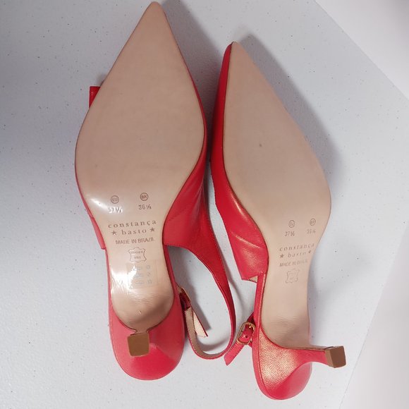 Constanca Basto Slingback Red Pumps Made in Italy - Picture 5 of 12